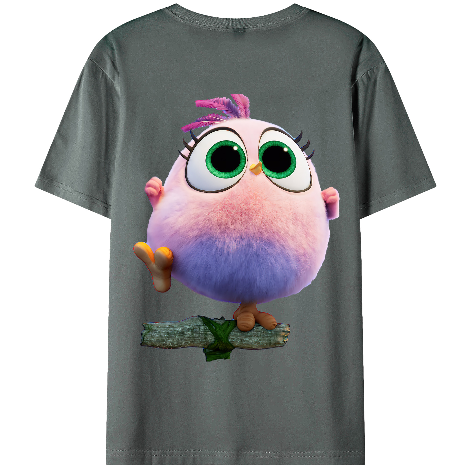 （画像用） Angry Birds アングリーバード 綿100％ メンズ半袖Tシャツ（バックプリント） 通気性